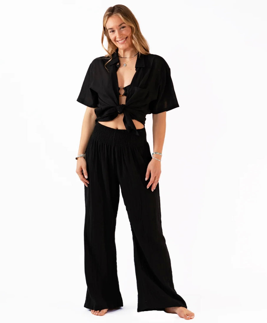 Shop Modal jersey tie-waist top and wide-leg pant set